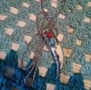 Mens Turquoise Silver Necklace